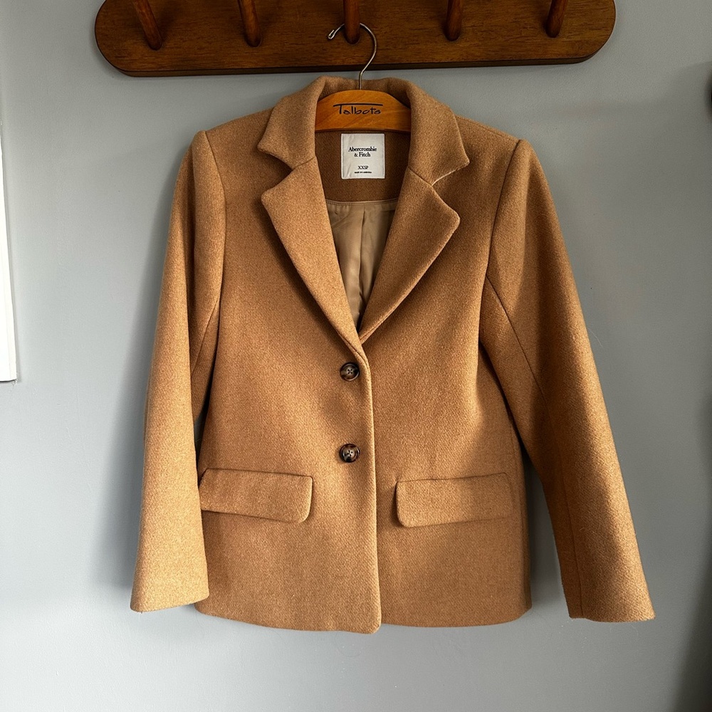 Abercrombie and Fitch Women's Camel Wool Blend Blazer Coat